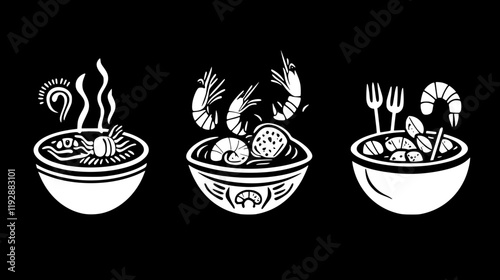 Collection of Tom Yum Soup, food vector art