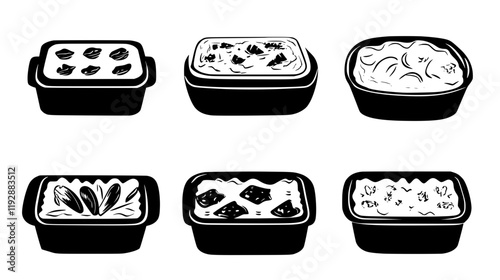 Collection of Vegetable lasagna, food vector art