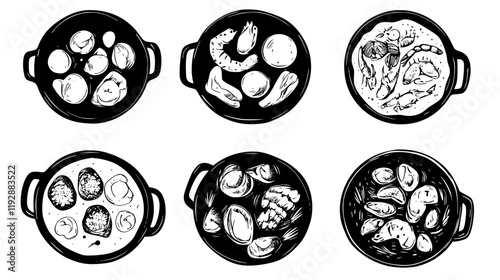 Collection of Vegetarian Paella, food vector art