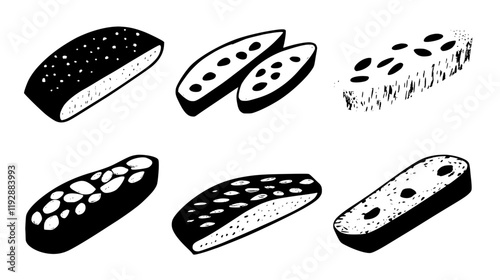 Collection of Almond Biscotti, vectorized food design