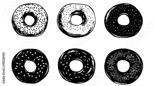 Collection of Bagels with Lox, vectorized food design