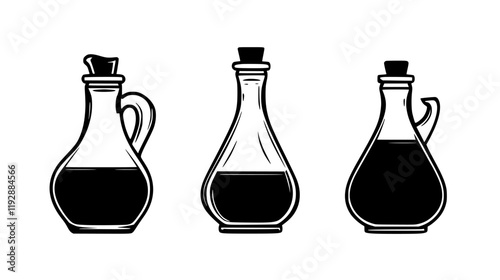Collection of Black vinegar, vectorized food design