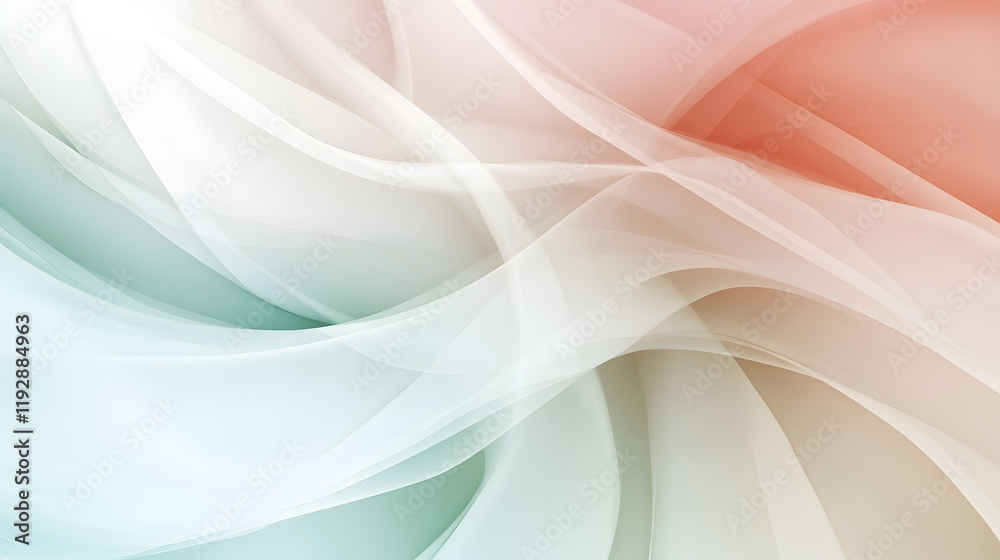 Fototapeta premium Zarte, fließende Strukturen in Weiß, Grün und Rosa