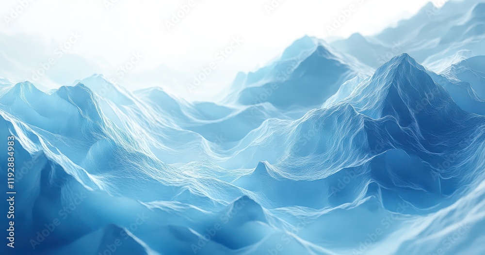 Fototapeta premium Serene Blue Waves in Abstract Ocean Landscape with Gentle Gradients, Evoking Tranquility and Calmness, Ideal for Backgrounds and Inspirational Themes