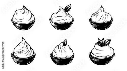 Collection of Burrata, vectorized food design