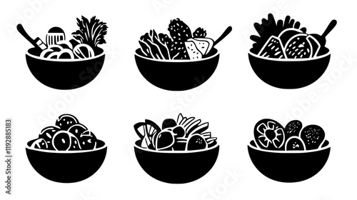 Collection of Chef Salad, vectorized food design