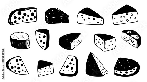 Collection of Cheeses, vectorized food design
