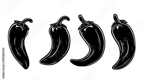 Collection of Chiles Rellenos continuous icon pattern, Chiles Rellenos vectorized artwork