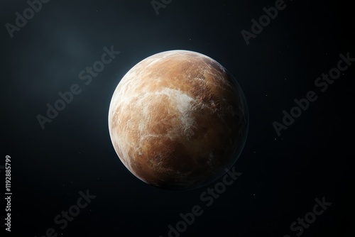 Bright and rocky surface of a distant planet captured against a dark cosmic background in deep space