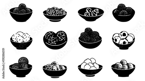 Collection of Falafel continuous icon pattern, Falafel vectorized artwork