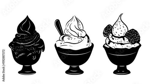 Collection of Ice Cream Sundae, vectorized food design