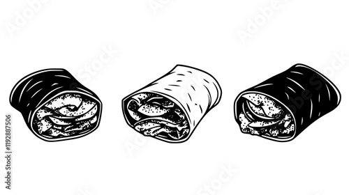 Collection of Kebab Rolls, vectorized food design