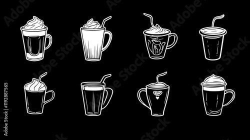 Collection of Latte Macchiato, vectorized drink design