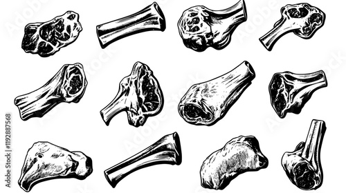 Collection of Lamb Shank, vectorized food design
