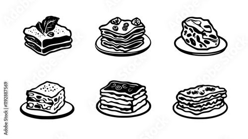 Collection of Lasagna, vectorized food design