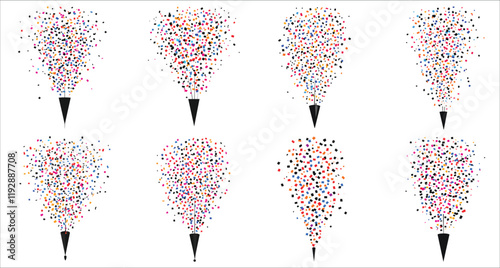Celebration confetti popper icon vector. Festive colorful confetti.  Vector illustration of confetti popper for celebration and holiday. Confetti explosion party popper vector design