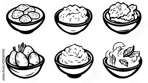 Collection of Mashed Sweet Potatoes, vectorized food design