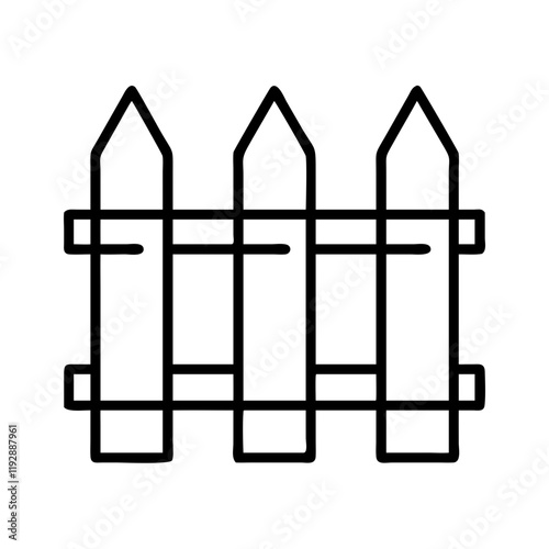 garden fence icon, garden fence line art - simple line art of garden fence, perfect for garden fence logos and icons and themed design