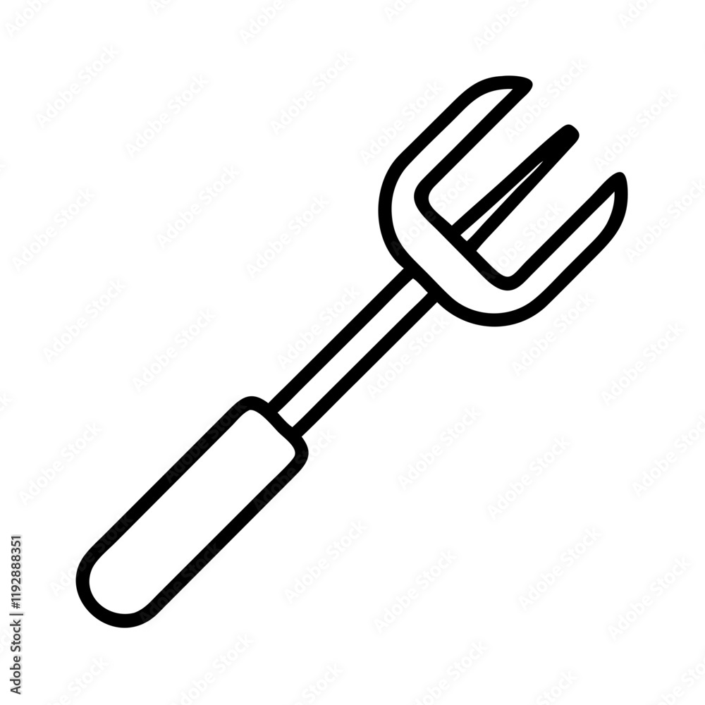 gardening fork icon, gardening fork line art - simple line art of gardening fork, perfect for gardening fork logos and icons and themed design
