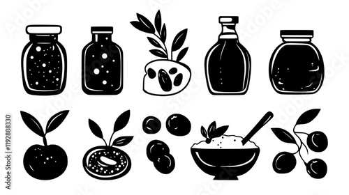 Olive Tapenade tiled design, Olive Tapenade repeating background illustration