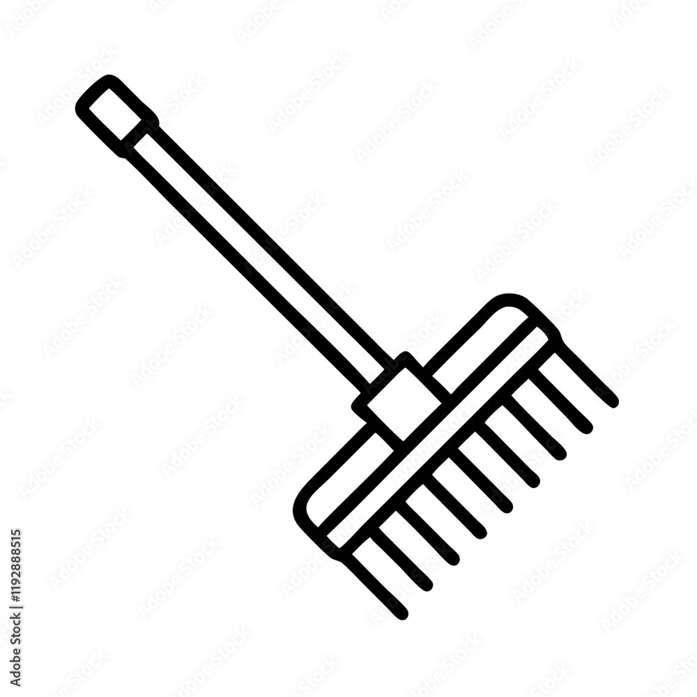 garden rake icon, garden rake line art - simple line art of garden rake, perfect for garden rake logos and icons and themed design garden rake icon, garden rake line art - simple line art of garden rake, perfect for garden rake logos and icons and themed design