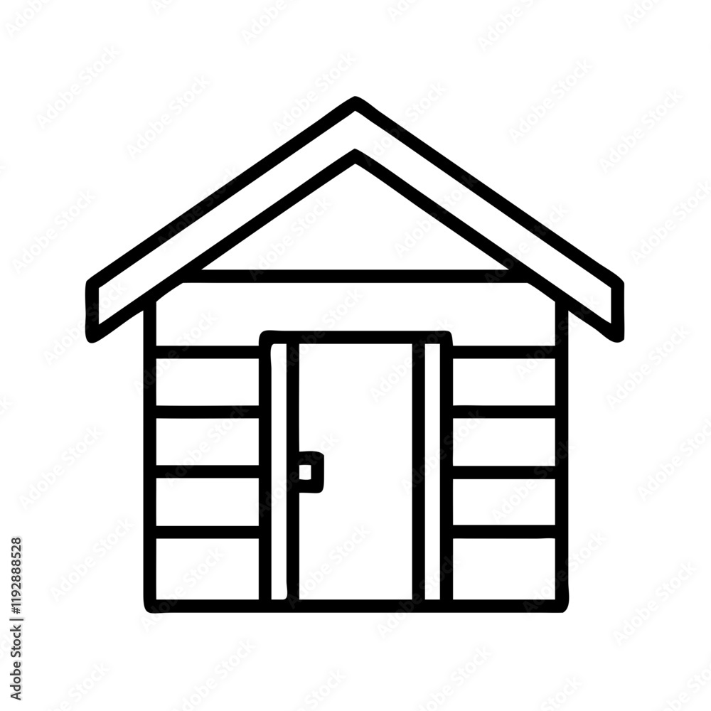 garden shed icon, garden shed line art - simple line art of garden shed, perfect for garden shed logos and icons and themed design garden shed icon, garden shed line art - simple line art of garden shed, perfect for garden shed logos and icons and themed design