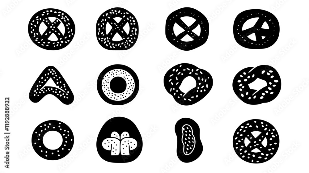 Collection of Pretzels, vectorized food design Collection of Pretzels, vectorized food design