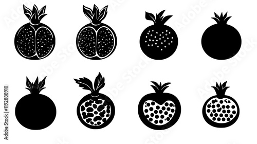 Collection of Pomegranate, vectorized food design