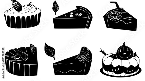 Collection of Pumpkin pie, vectorized food design