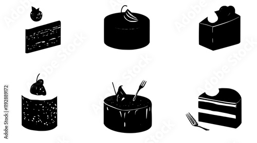 Collection of Red velvet cake, vectorized food design