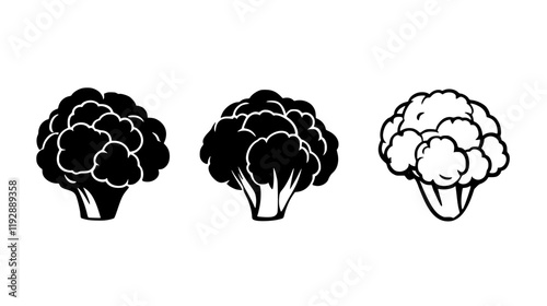 Collection of Roasted cauliflower icons, Roasted cauliflower vectorized seamless pattern