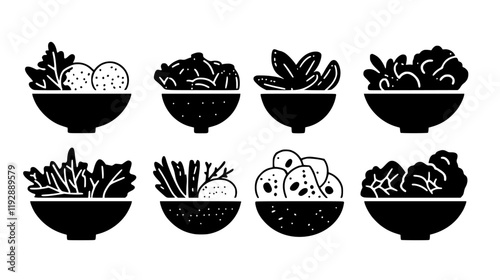 Collection of Salads continuous icon pattern, Salads vectorized artwork