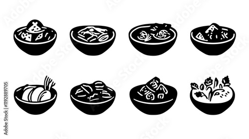 Collection of Savory Dishes icons, Savory Dishes vectorized seamless pattern