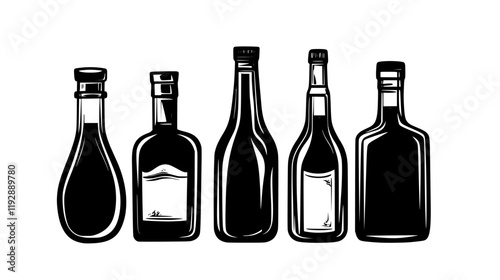 Collection of Sherry vinegar continuous icon pattern, Sherry vinegar vectorized artwork