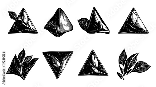Collection of Spinach Phyllo Triangles, vectorized food design