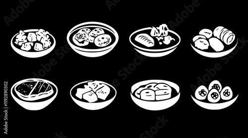 Collection of Sweet and sour pork, vectorized food design