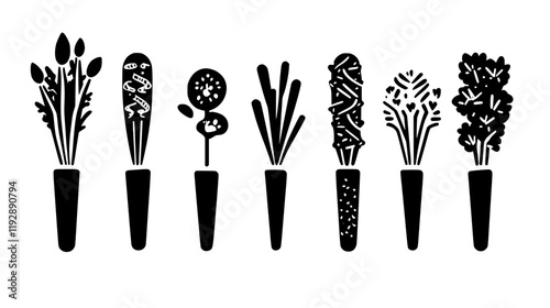 Collection of Veggie Sticks with Hummus icons, Veggie Sticks with Hummus vectorized seamless pattern