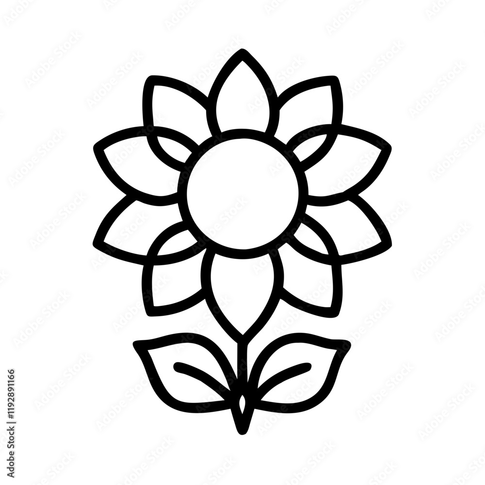 sunflower icon, sunflower line art - simple line art of sunflower, perfect for sunflower logos and icons and themed design sunflower icon, sunflower line art - simple line art of sunflower, perfect for sunflower logos and icons and themed design