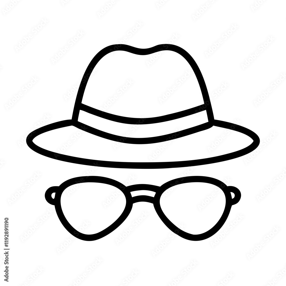 sunhat and sunglasses icon, sunhat and sunglasses line art - simple line art of sunhat and sunglasses, perfect for sunhat and sunglasses logos and icons and themed design sunhat and sunglasses icon, sunhat and sunglasses line art - simple line art of sunhat and sunglasses, perfect for sunhat and sunglasses logos and icons and themed design