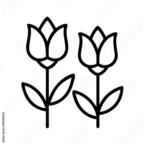 tulip flowers icon, tulip flowers line art - simple line art of tulip flowers, perfect for tulip flowers logos and icons and themed design