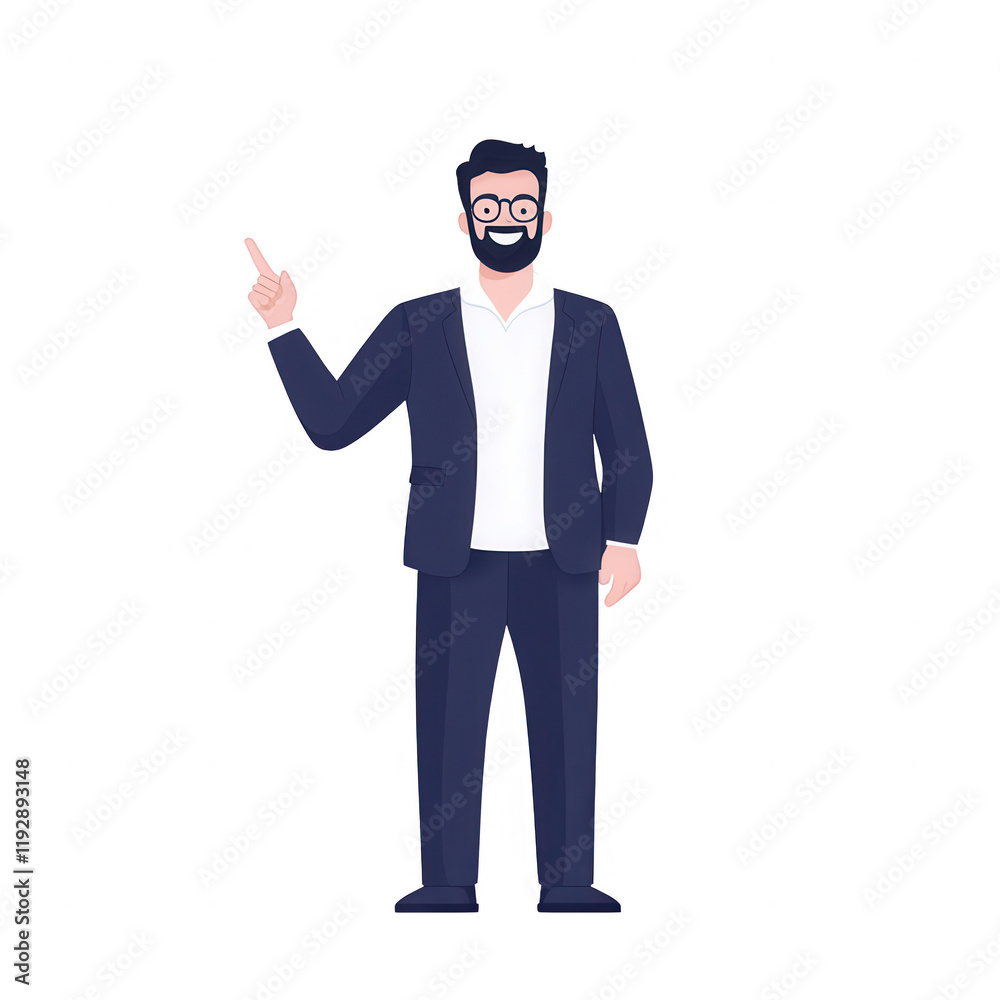 A confident businessman gesturing with a raised hand in a professional setting., isolated on a transparent background. A confident businessman gesturing with a raised hand in a professional setting., isolated on a transparent background.