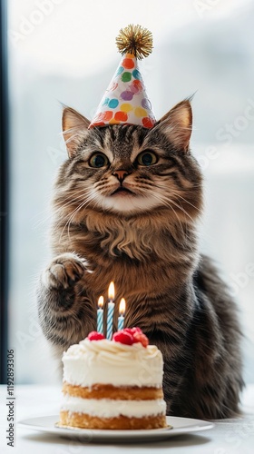 A Feline's Birthday Celebration: A Purrfectly Adorable Scene photo