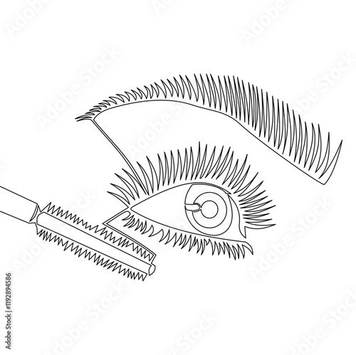 Continuous one single line drawing eye makeup close-up icon vector illustration concept