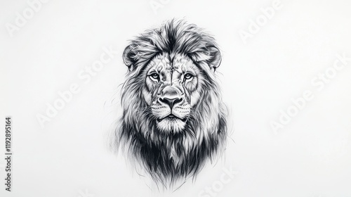 Majestic Lion Portrait: A Black and White Masterpiece photo