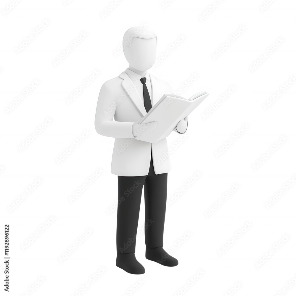 A professional figure reading a document in a formal setting, symbolizing diligence., isolated on a transparent background. A professional figure reading a document in a formal setting, symbolizing diligence., isolated on a transparent background.