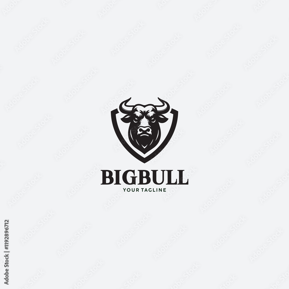 bull head logo coming out of shield vector illustration design bull head logo coming out of shield vector illustration design
