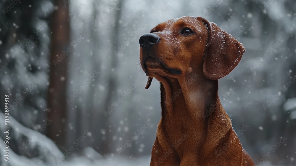 A Majestic Brown Dog in a Winter Wonderland A Majestic Brown Dog in a Winter Wonderland