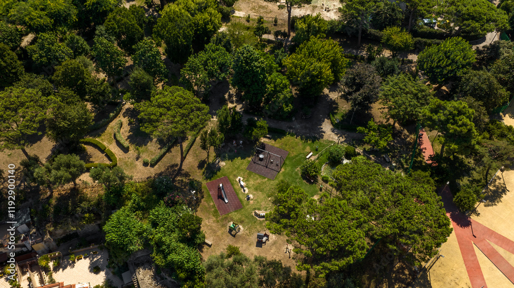 Aerial view of the municipal villa and city park of Pozzuoli, near Naples, Italy. Aerial view of the municipal villa and city park of Pozzuoli, near Naples, Italy.