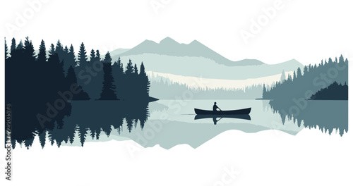 mountain landscape with lake and mountains _ Vector eps 10