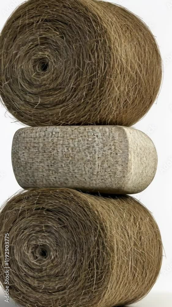 Bales of natural fibers stacked together emphasizing texture and organic materials Bales of natural fibers stacked together emphasizing texture and organic materials